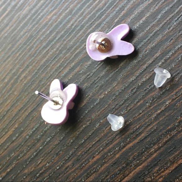 ๐Sale ๐2 for $10 NWOT post earrings purple bunnies kawaii summer fun - Picture 4 of 5